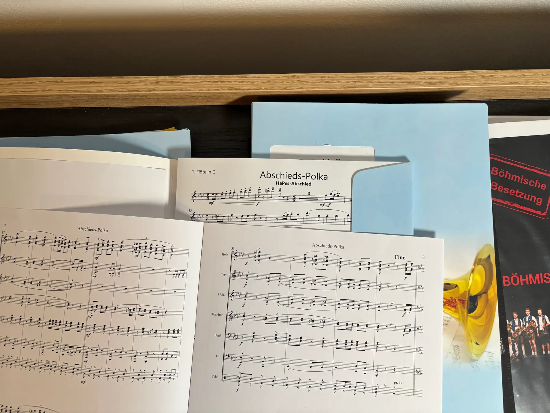 Gedruckte Partitur und Einzelstimmen einer Polka